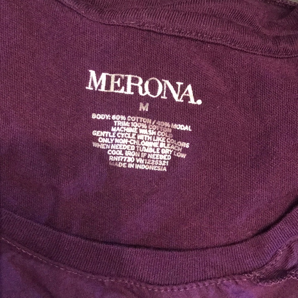 Merona purple ruffle 3/4 length sleeve shirt. M - Picture 2 of 2
